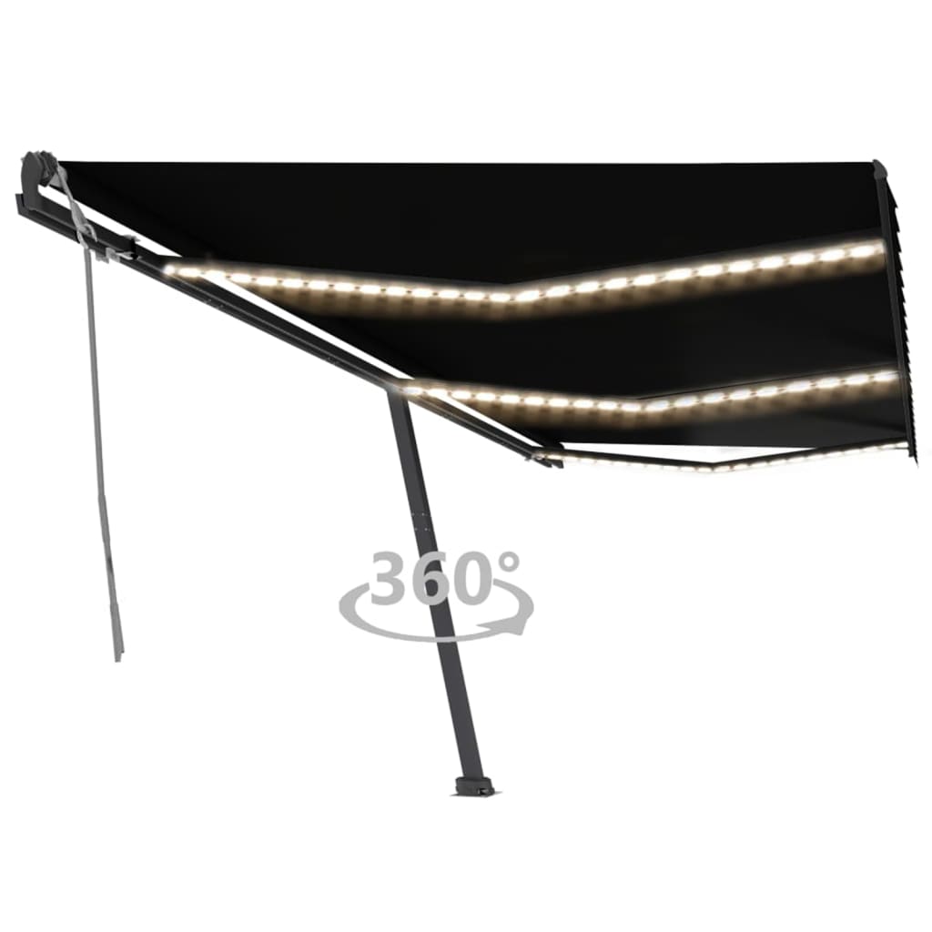 Vidaxl luifel manuell ausziehbar mit LED 600x300 cm Anthrazitfarbe