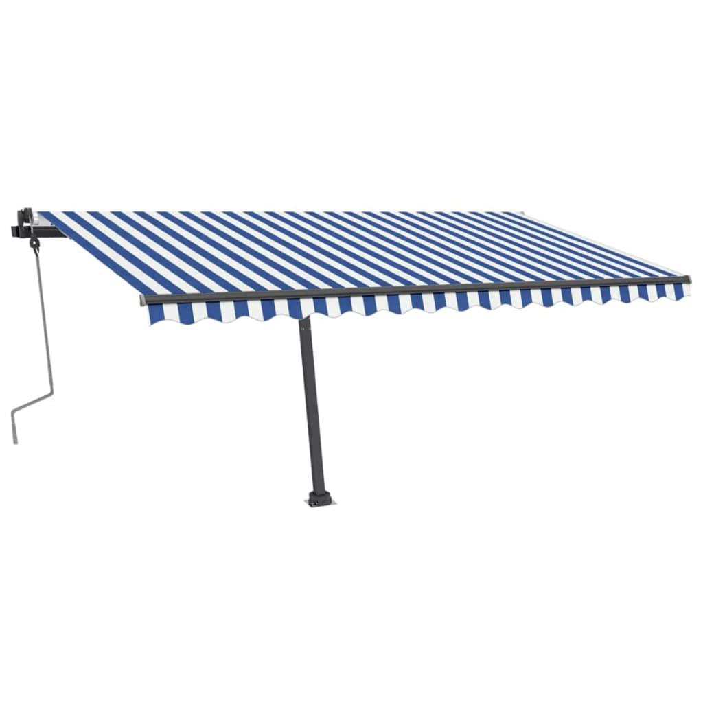 Vidaxl luifel manuell ausziehbar mit LED 400x350 cm blau und weiß