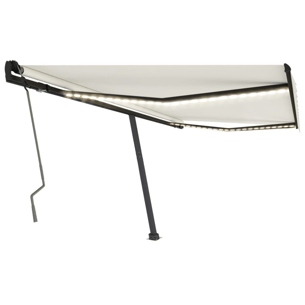 Vidaxl luifel manuell ausziehbar mit LED 400x350 cm cremefarben
