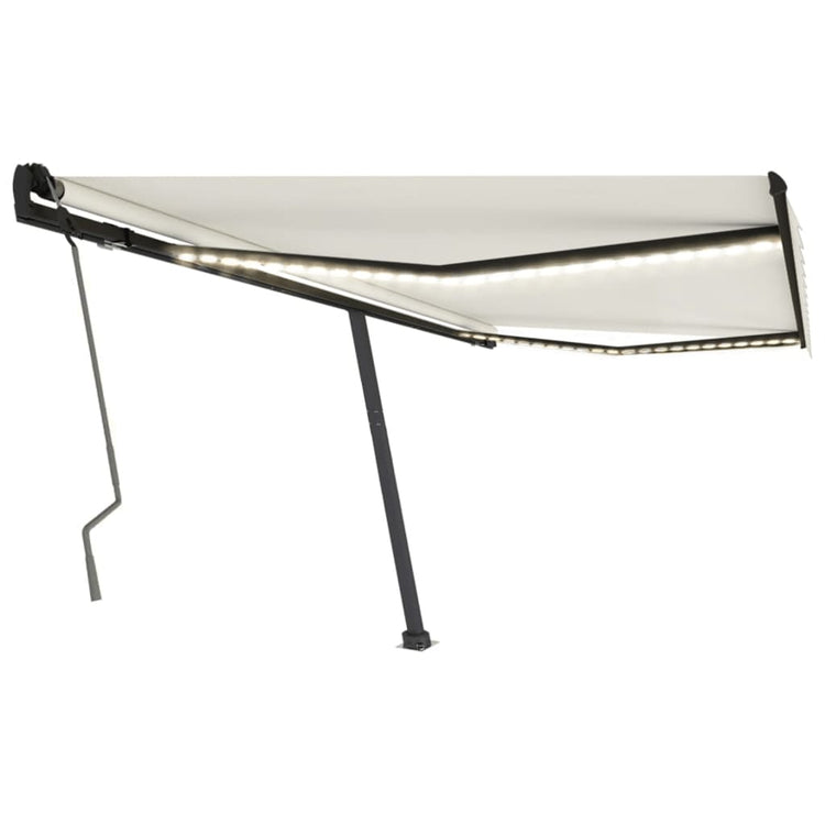 Vidaxl luifel manuell ausziehbar mit LED 400x350 cm cremefarben