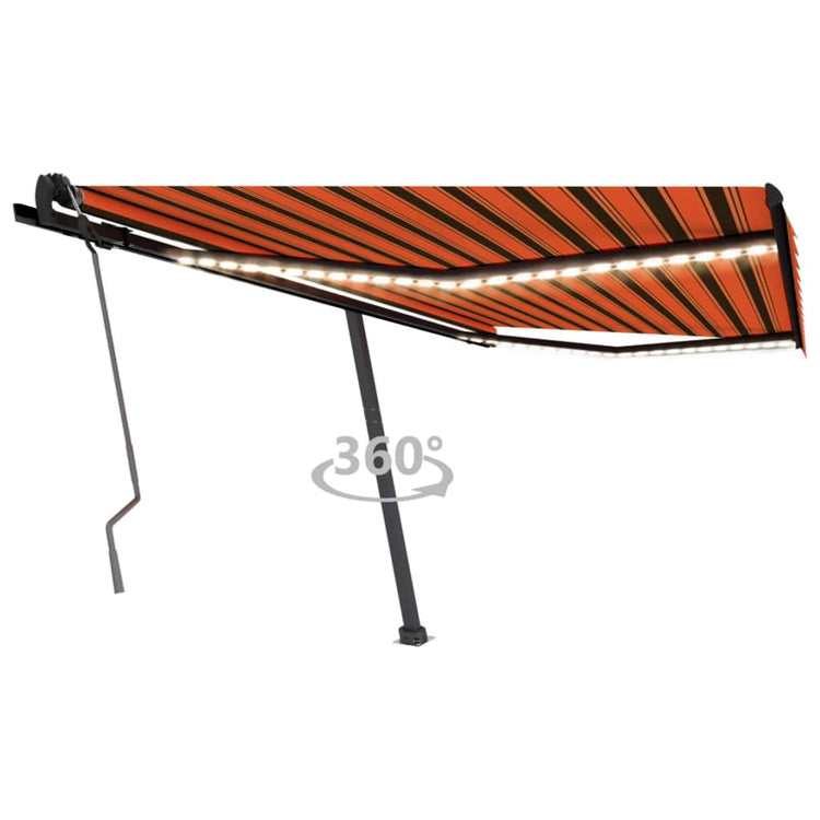Vidaxl Luifel manuell ausziehbar mit LED 400x350 cm Orange und Braun