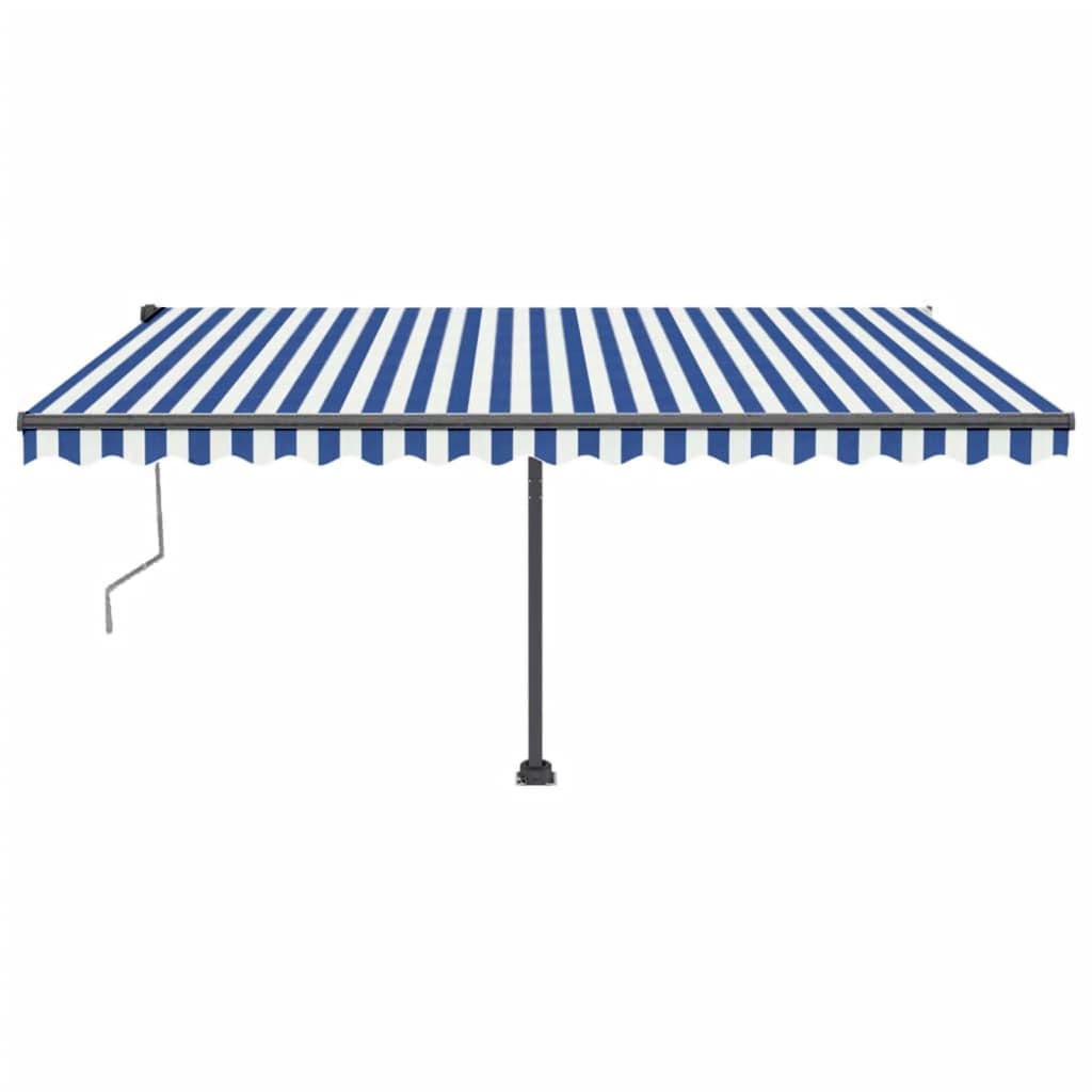 Vidaxl Luifel Automatik mit LED- und Windsensor 400x350 cm blau weiß