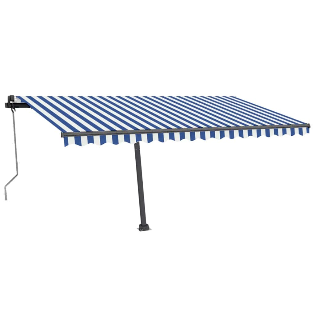 Vidaxl Luifel Automatik mit LED- und Windsensor 400x350 cm blau weiß