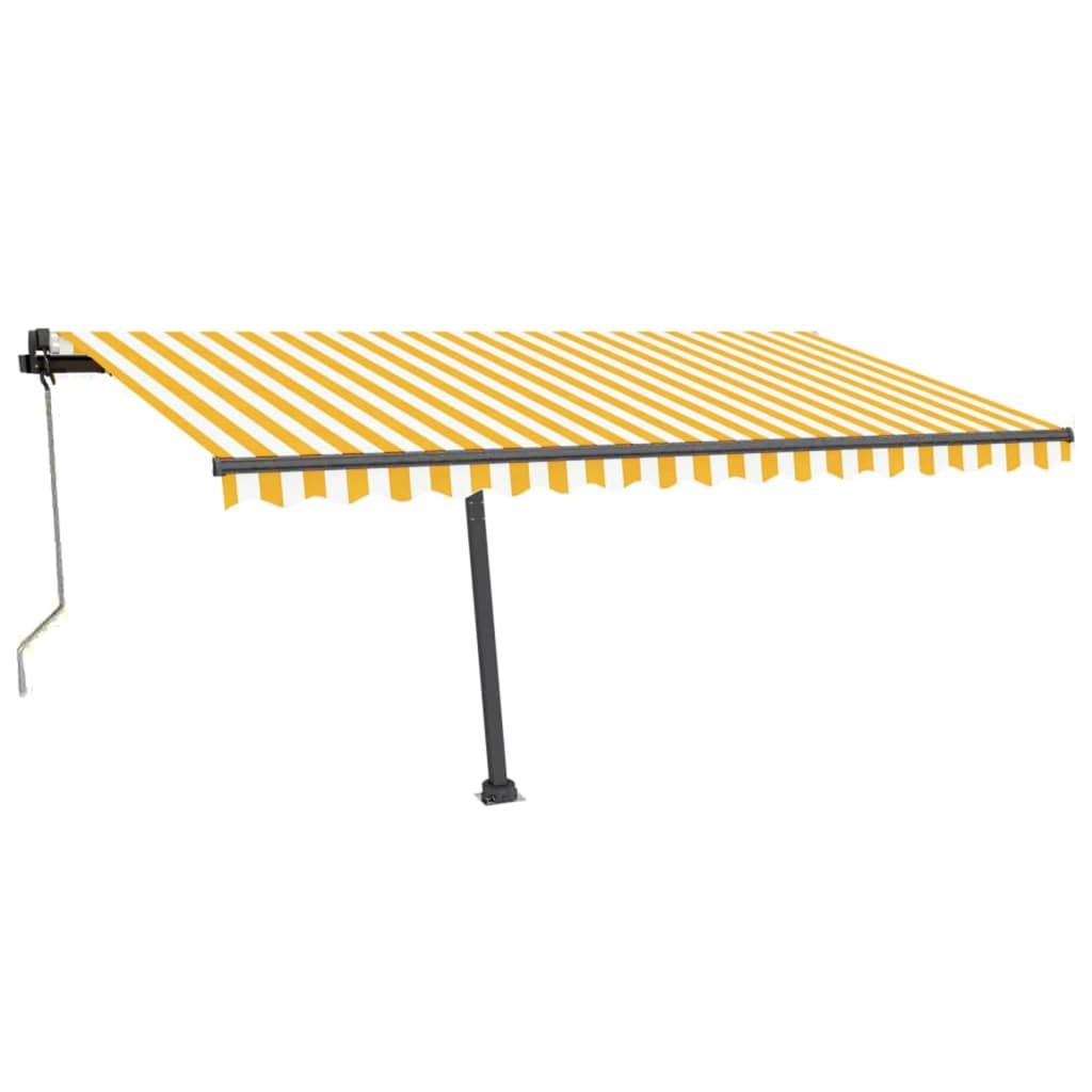 Vidaxl Luifel Automatik mit LED- und Windsensor 400x350 cm gelb und weiß