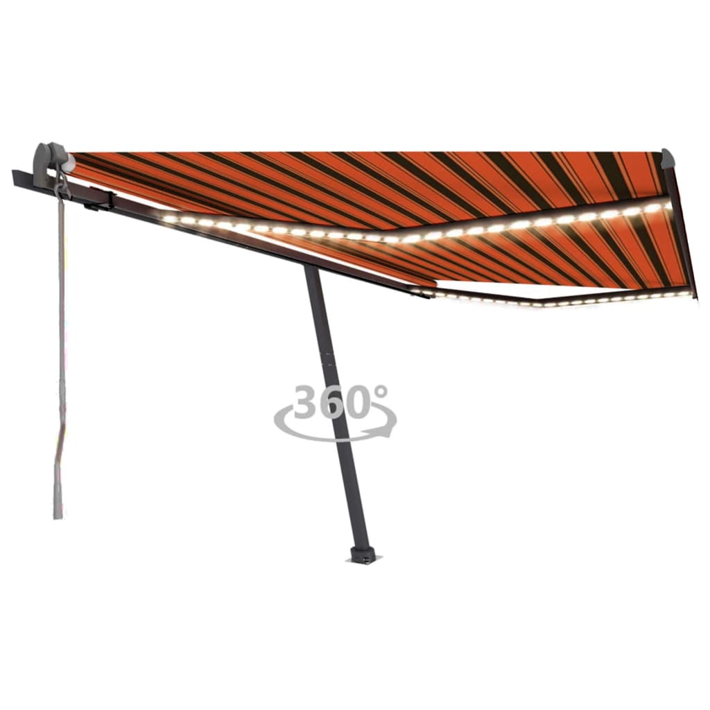 Vidaxl Luifel Automatik mit LED -Windsensor 400x350 cm Orange Braun