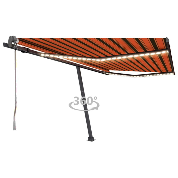 Vidaxl Luifel Automatik mit LED -Windsensor 400x350 cm Orange Braun