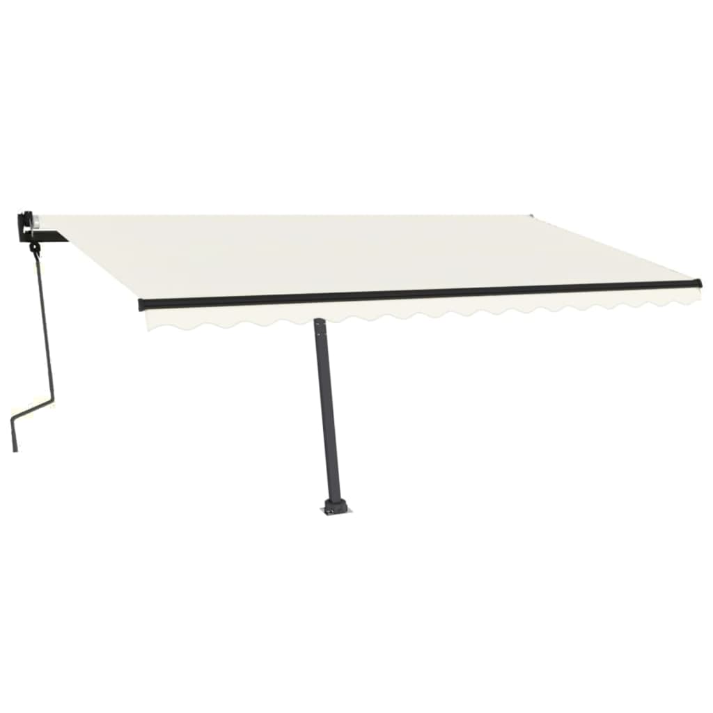 Vidaxl Luifel mit LED 450x350 cm cremefarbener Colored manuell ausziehbar