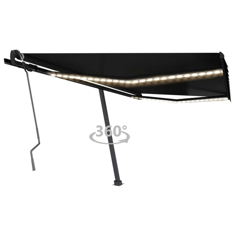 Vidaxl Luifel manuell ausziehbar mit LED 450x350 cm Anthrazitfarbe