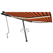Vidaxl Luifel manuell ausziehbar mit LED 450x350 cm Orange und Braun - afbeelding 1