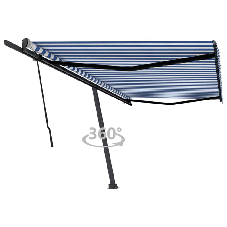 Vidaxl luifel distanziert sich manuell erstreckt sich 500x350 cm blau und weiß