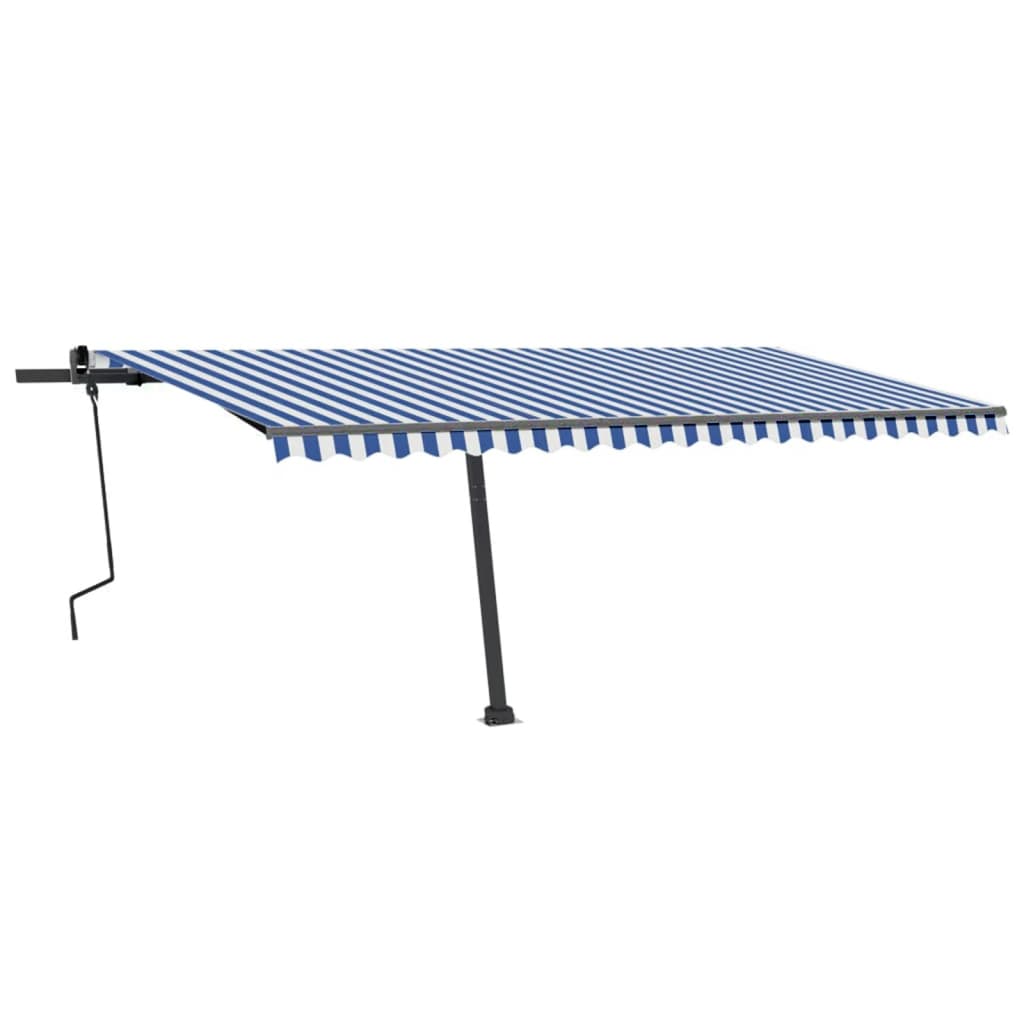 Vidaxl luifel distanziert sich manuell erstreckt sich 500x350 cm blau und weiß