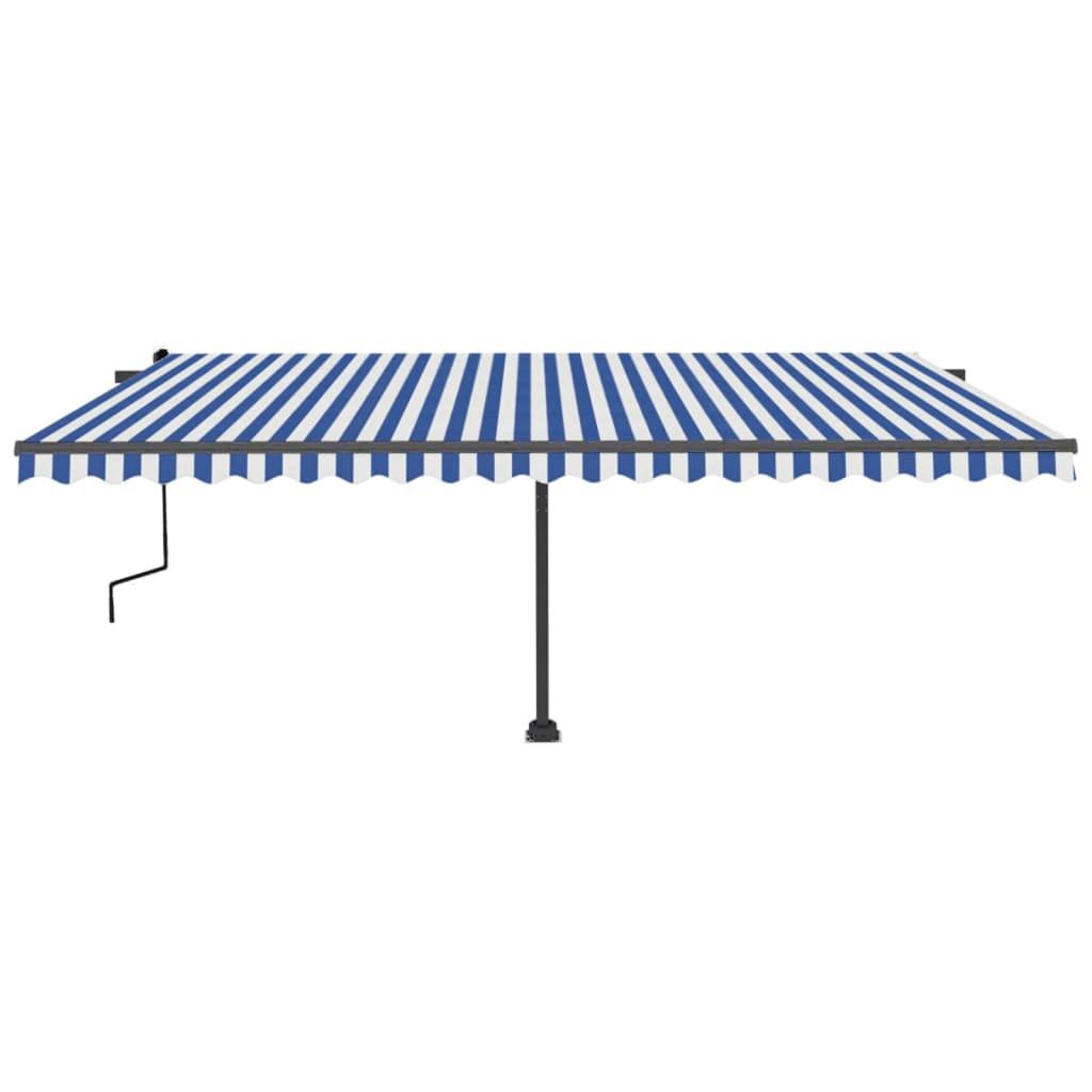 Vidaxl luifel distanziert sich manuell erstreckt sich 500x350 cm blau und weiß