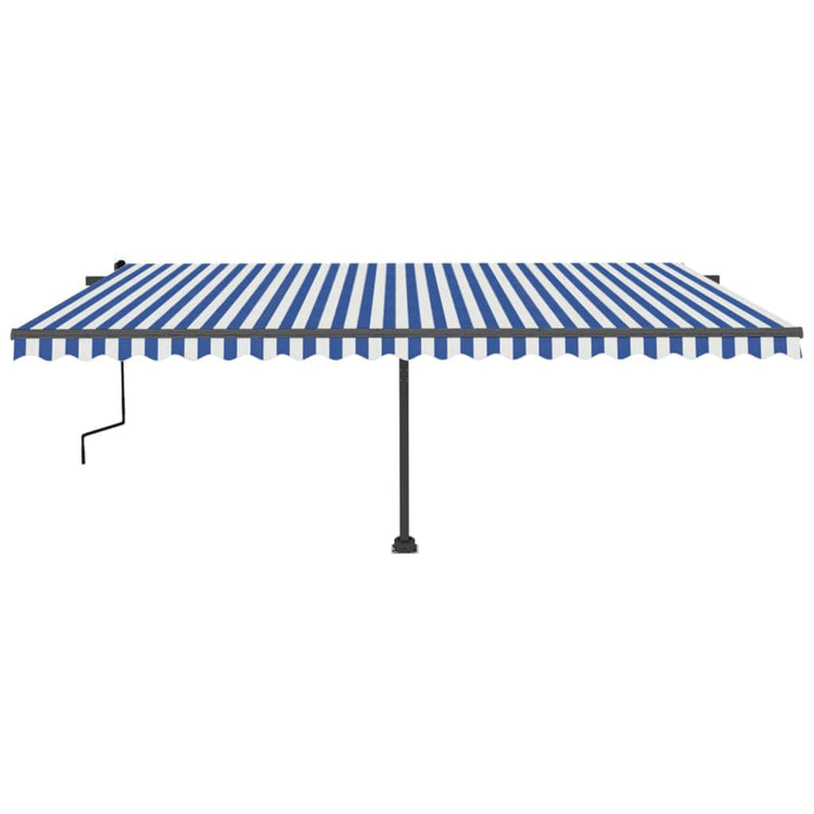 Vidaxl luifel distanziert sich manuell erstreckt sich 500x350 cm blau und weiß