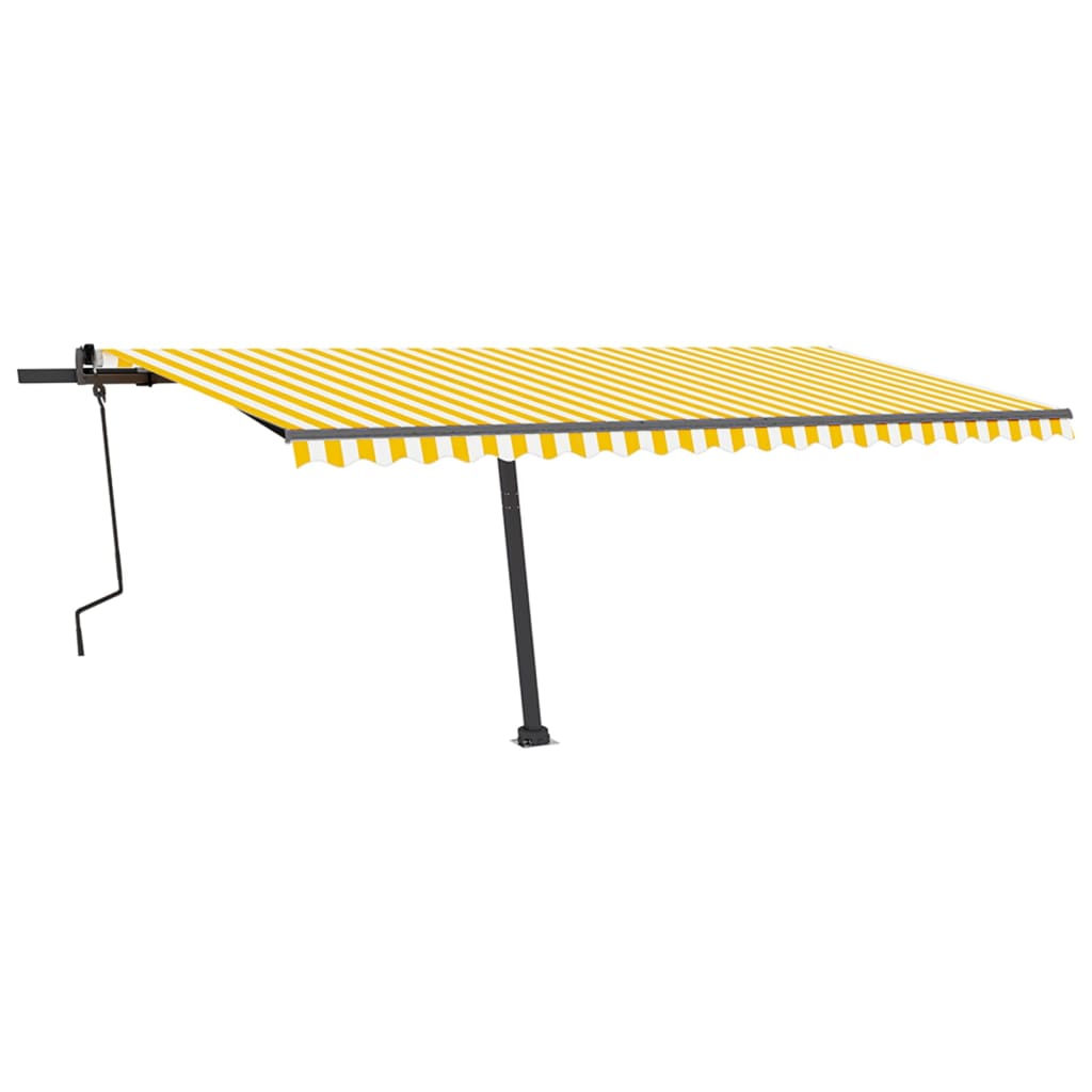 Vidaxl luifel manuell ausziehbar mit LED 500x350 cm gelb und weiß