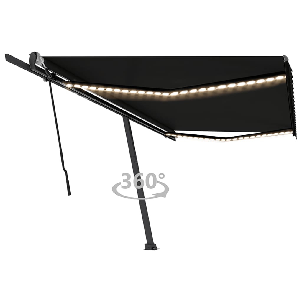 Vidaxl luifel manuell ausziehbar mit LED 500x350 cm Anthrazitfarbe