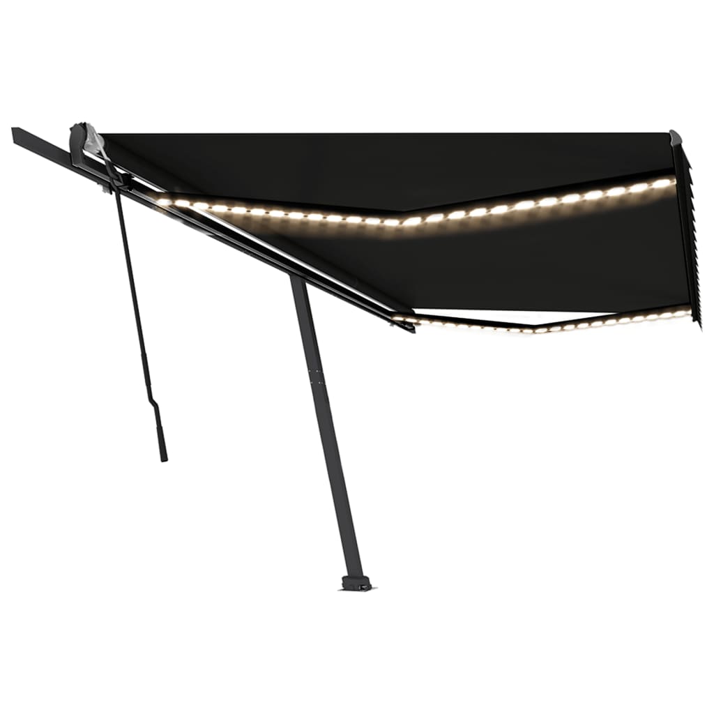 Vidaxl luifel manuell ausziehbar mit LED 500x350 cm Anthrazitfarbe