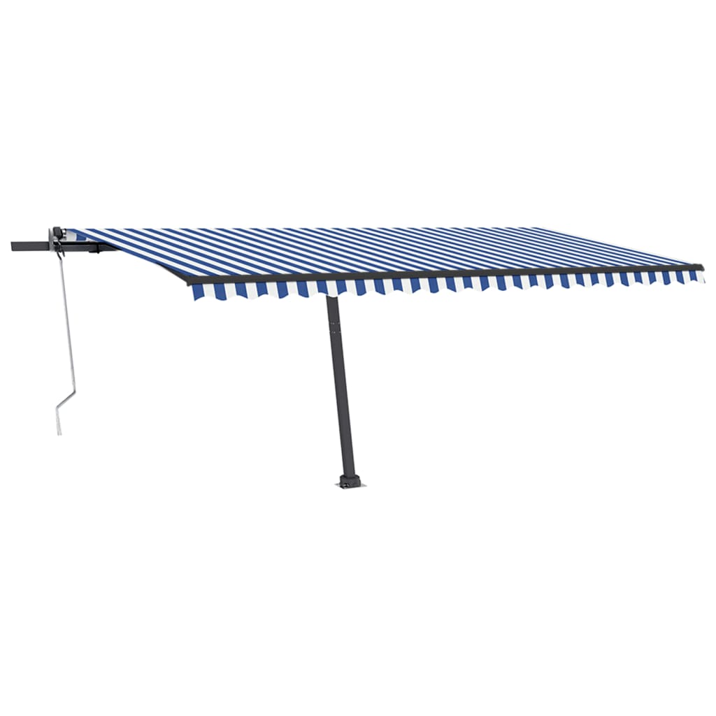 Vidaxl Luifel Automatik mit LED- und Windsensor 500x350 cm blau weiß