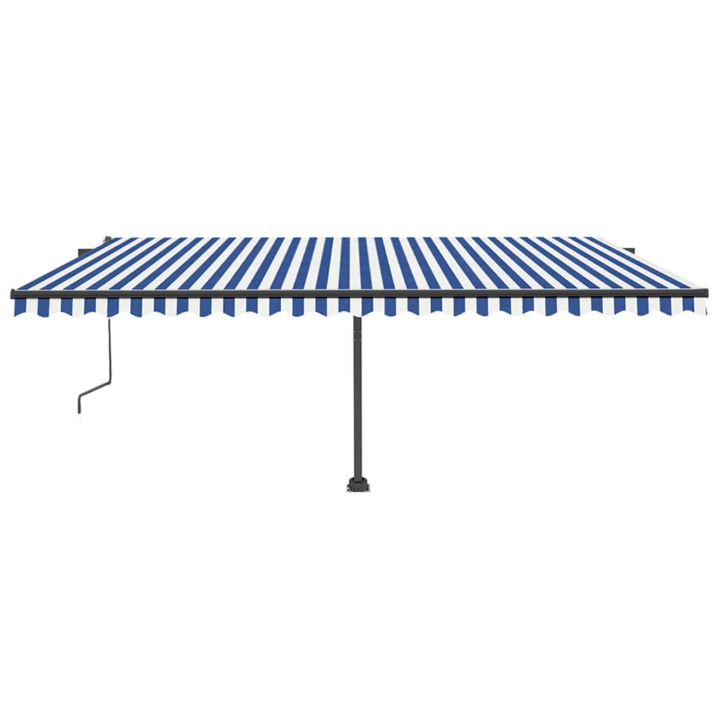 Vidaxl Luifel Automatik mit LED- und Windsensor 500x350 cm blau weiß