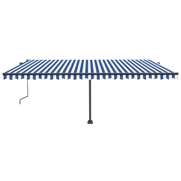 Vidaxl Luifel Automatik mit LED- und Windsensor 500x350 cm blau weiß