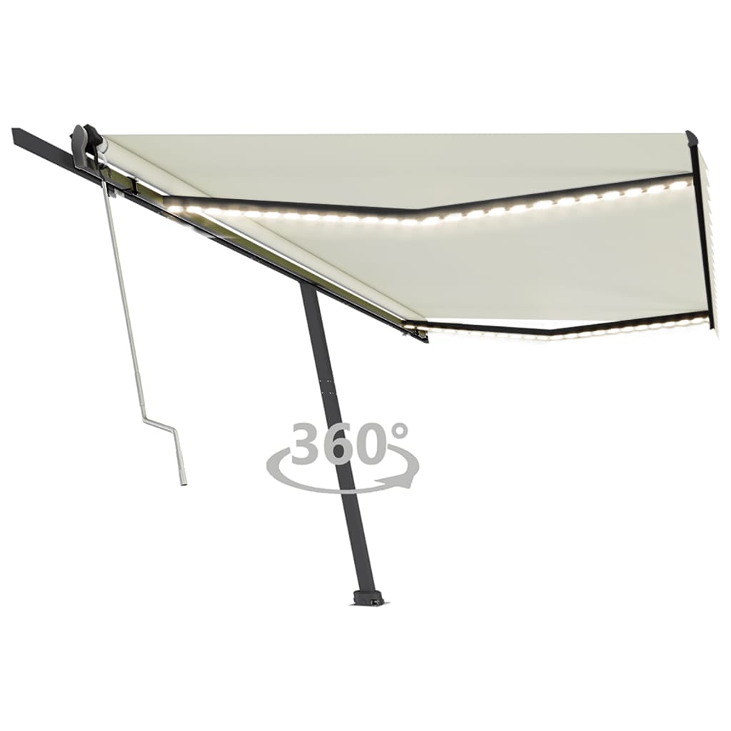 Vidaxl Luifel Automatik mit LED- und Windsensor 500x350 cm Creme Farbe