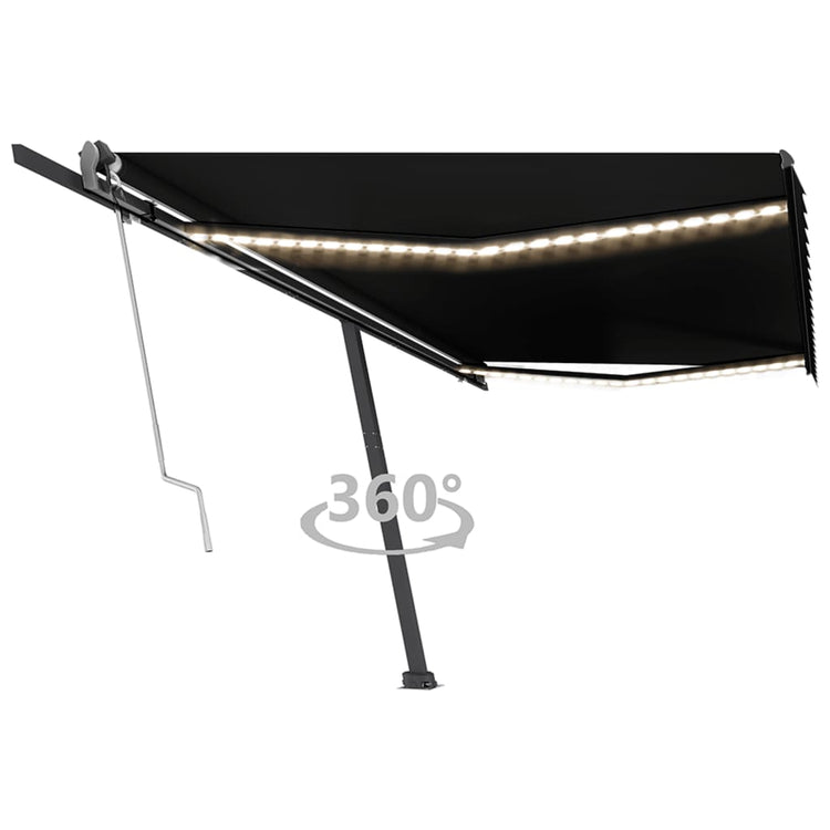 Vidaxl Luifel Automatik mit LED- und Windsensor 500x350 cm Anthrazit
