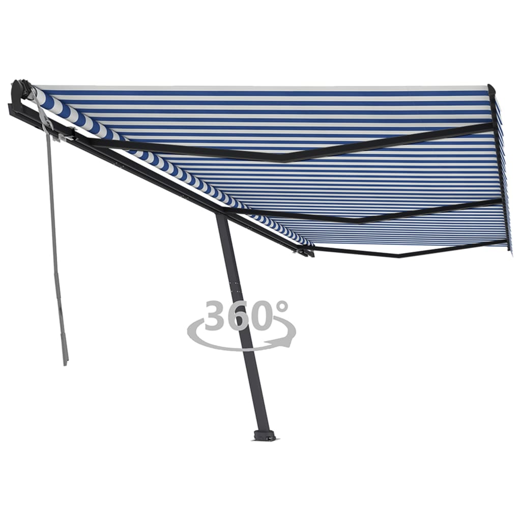 Vidaxl luifel distanziert sich manuell erstreckt sich 600x350 cm blau und weiß