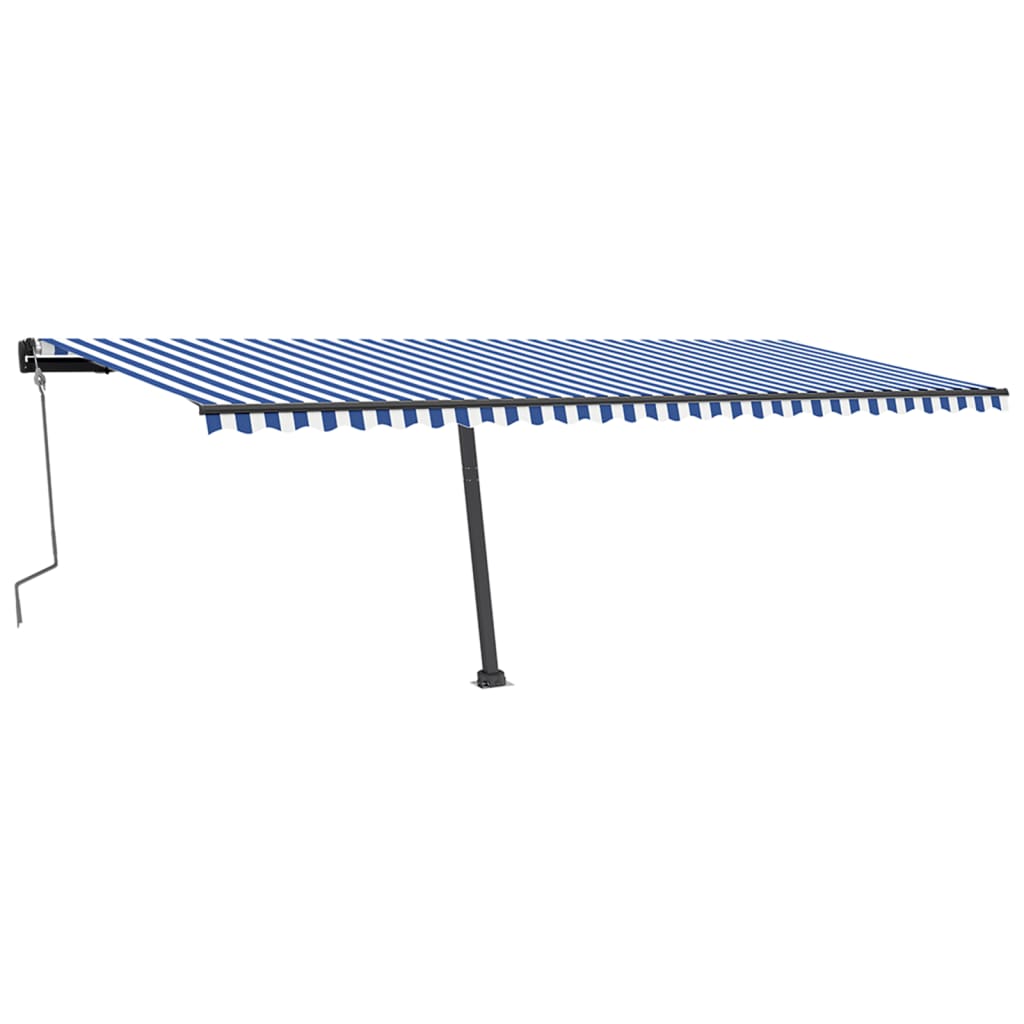 Vidaxl luifel distanziert sich manuell erstreckt sich 600x350 cm blau und weiß