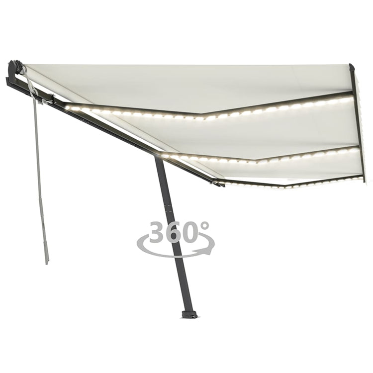 Vidaxl Luifel mit LED 600x350 cm cremefarbener geleitet