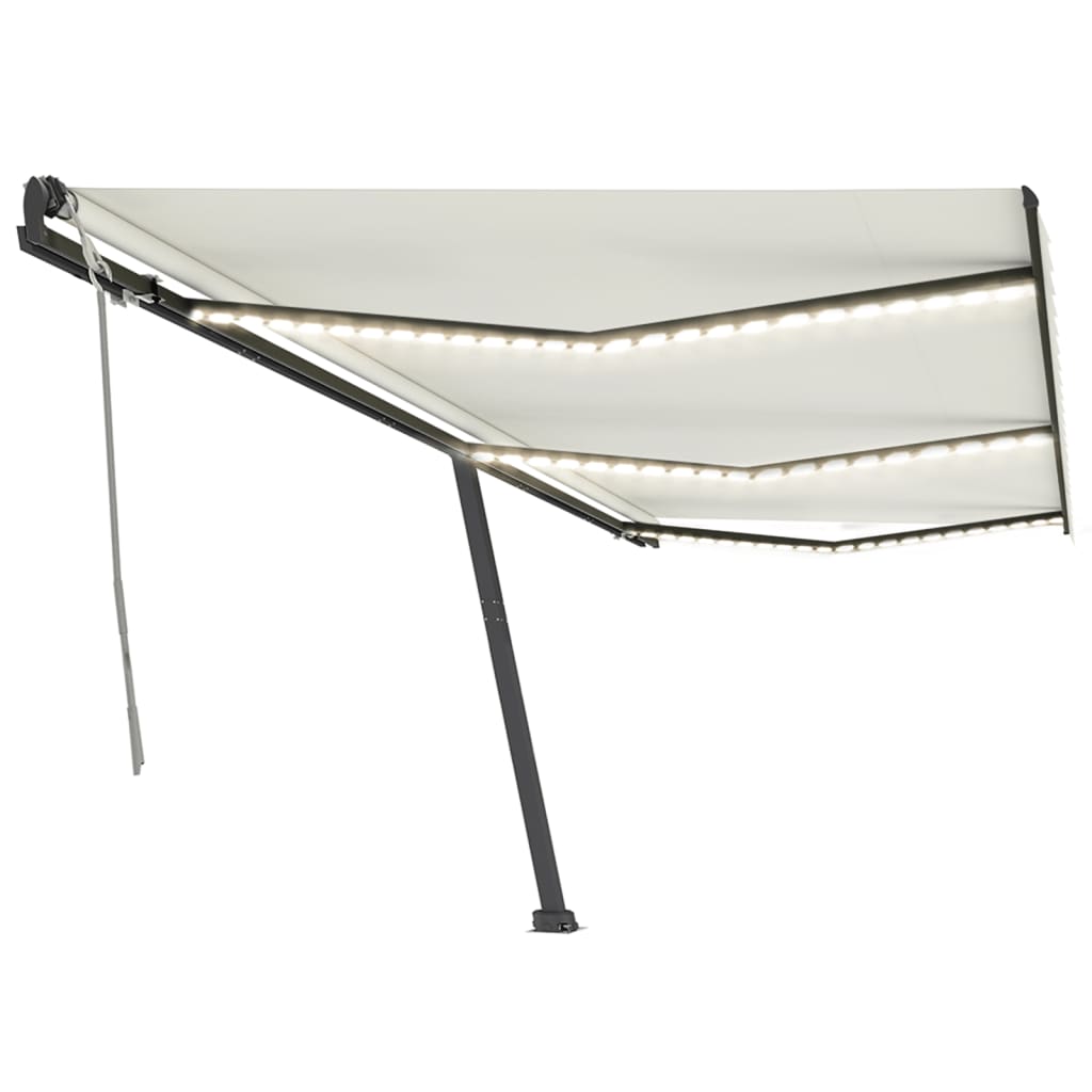 Vidaxl Luifel mit LED 600x350 cm cremefarbener geleitet