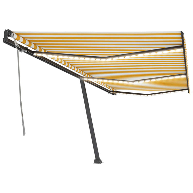 Vidaxl Luifel manuell ausziehbar mit LED 600x350 cm gelb und weiß