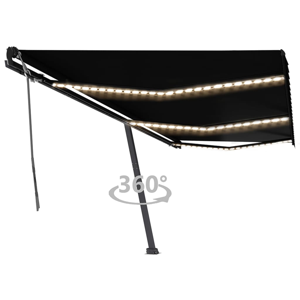 Vidaxl Luifel manuell ausziehbar mit LED 600x350 cm Anthrazitfarbe