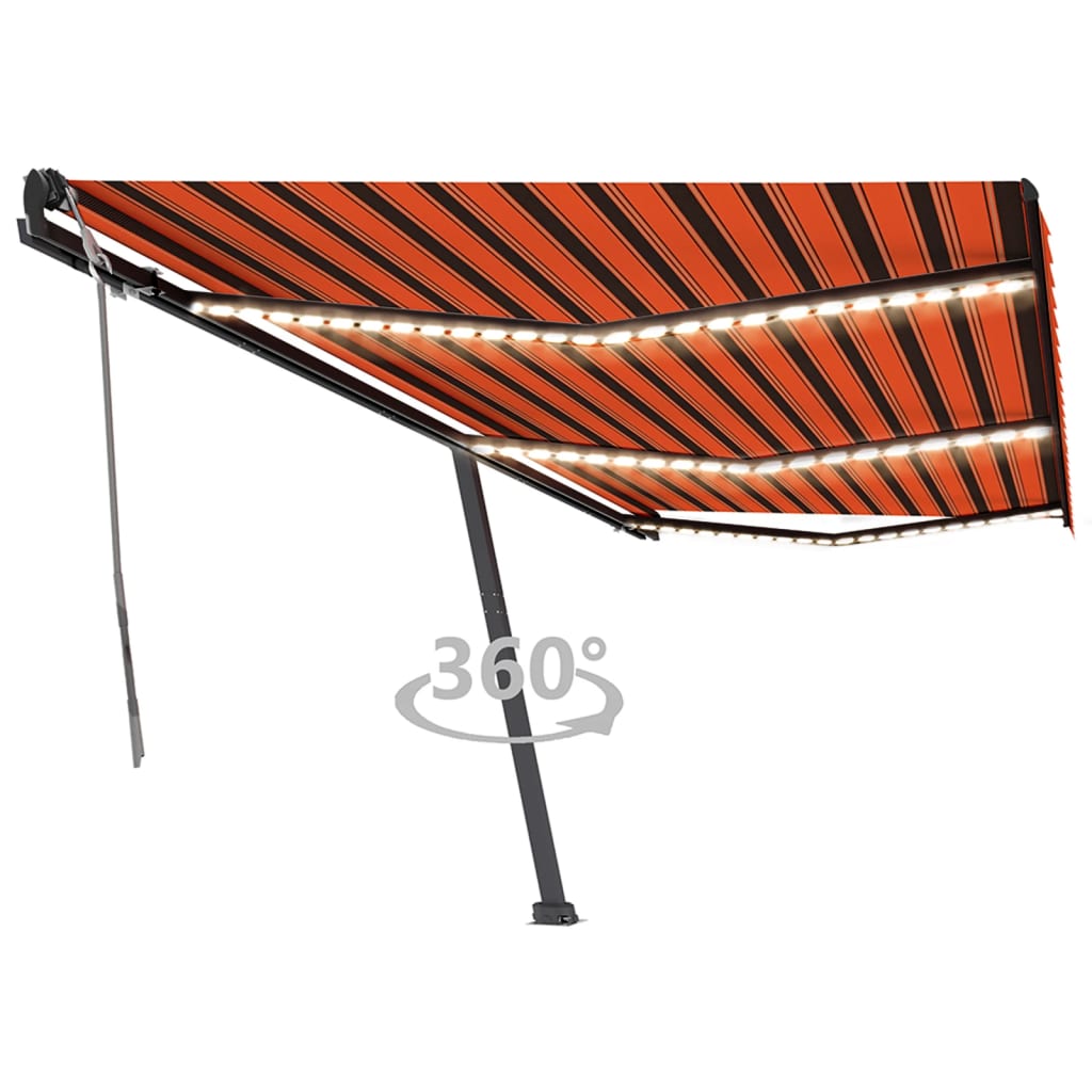 Vidaxl Luifel manuell ausziehbar mit LED 600x350 cm Orange und Braun