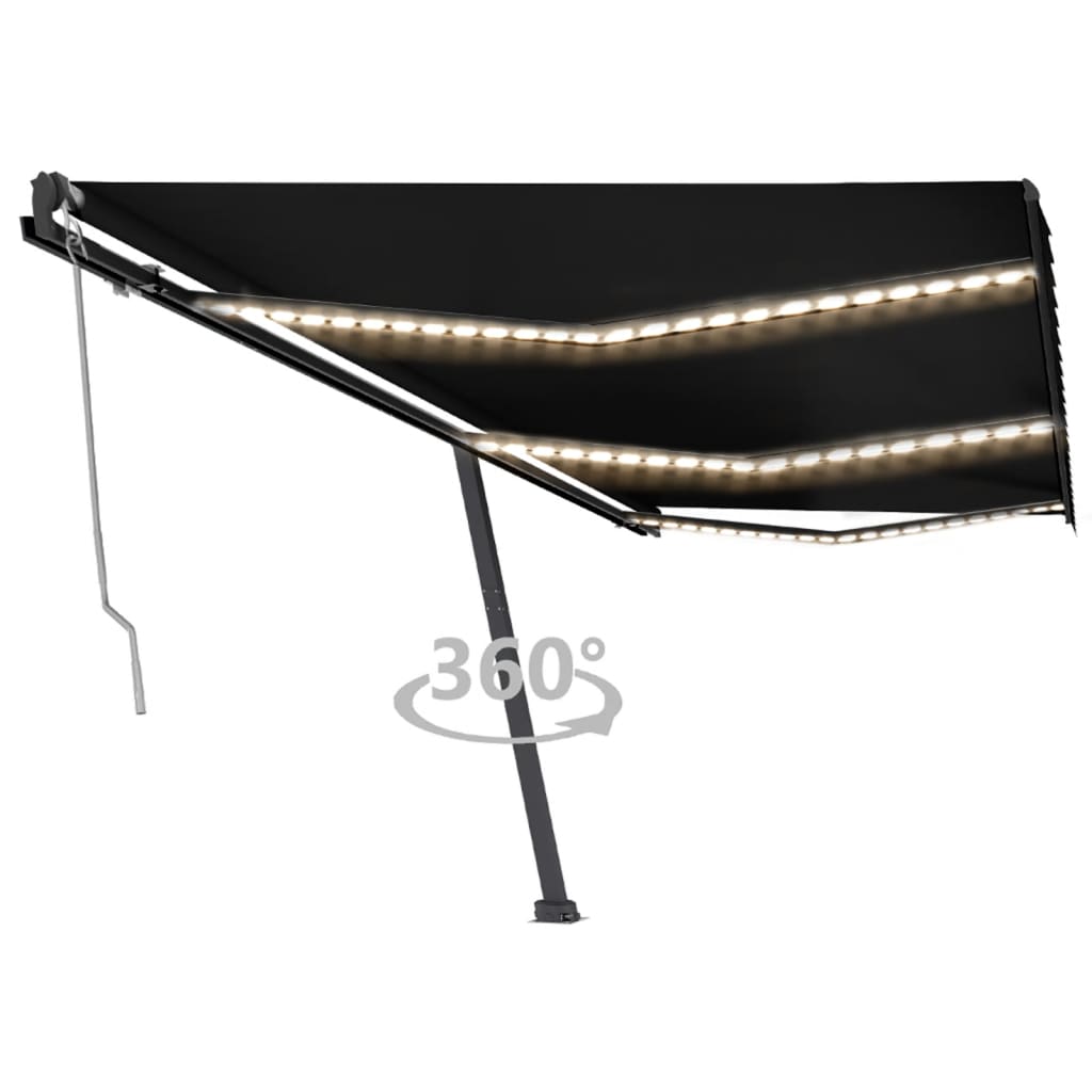 Vidaxl Luifel Automatik mit LED- und Windsensor 600x350 cm Anthrazit