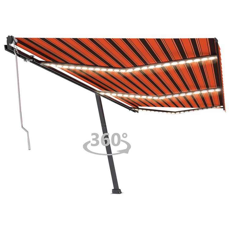 Vidaxl Luifel Automatik mit LED -Windsensor 600x350 cm Orange Braun