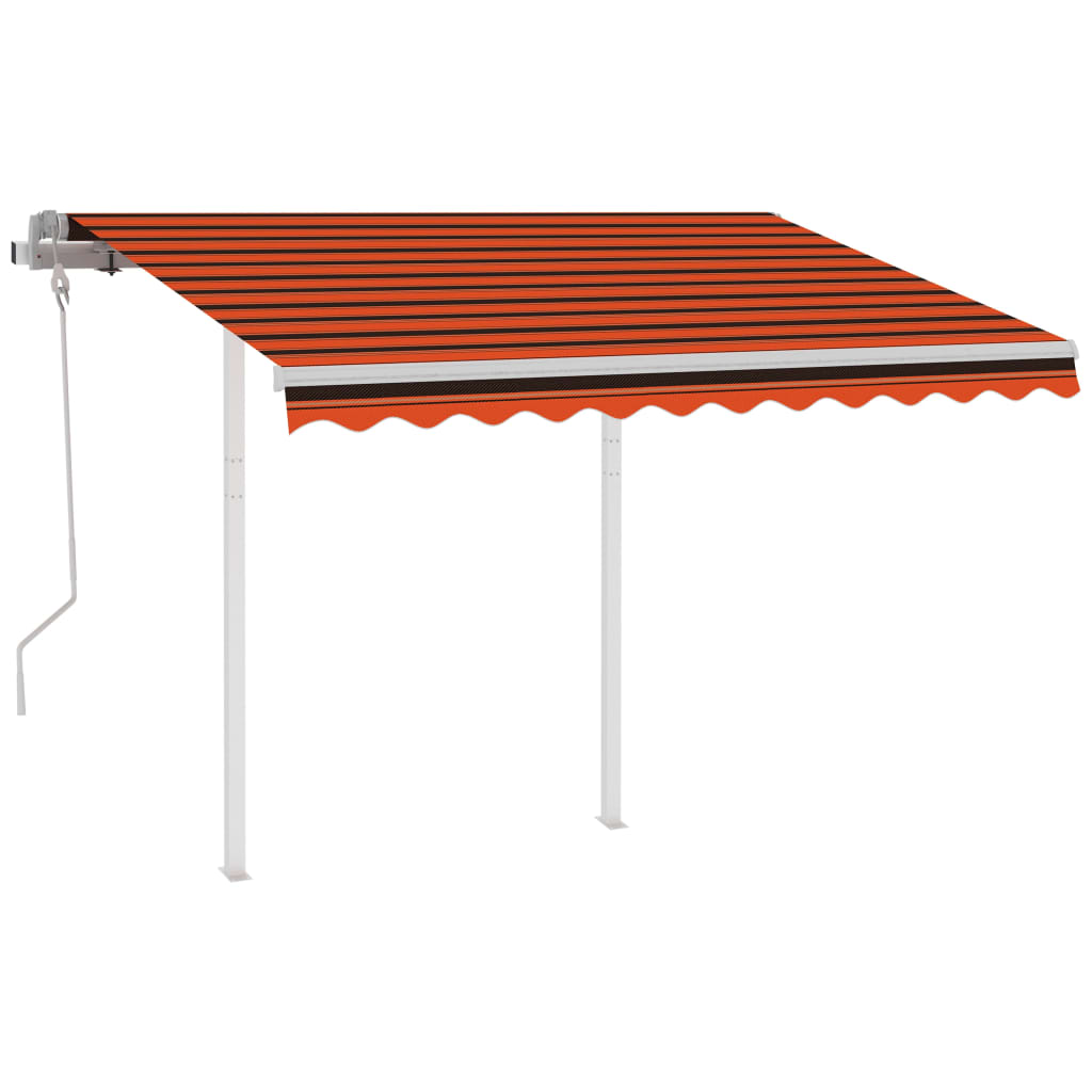 Vidaxl luifel mit Posts 3x2,5 m orange und braun manuell ausziehbar