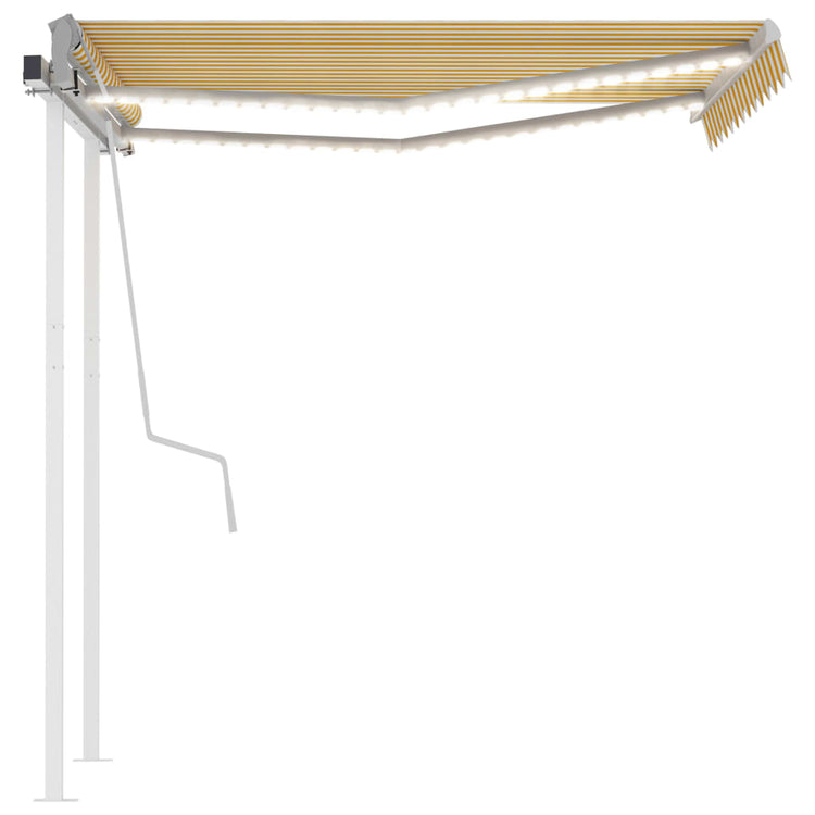 Vidaxl luifel manuell ausziehbar mit LED 3x2,5 m gelb und weiß