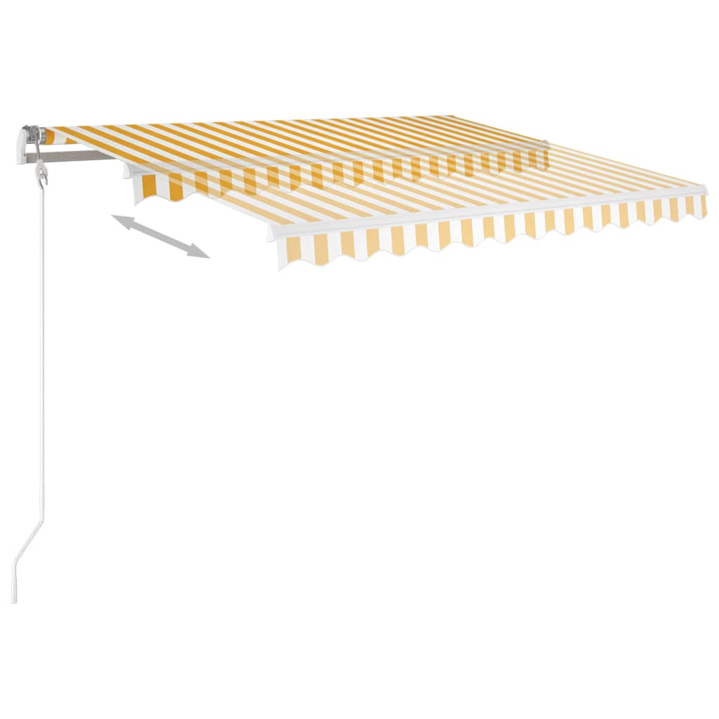 Vidaxl luifel manuell ausziehbar mit LED 3x2,5 m gelb und weiß