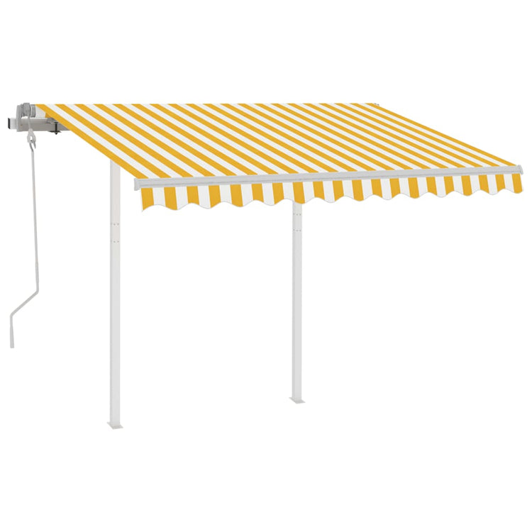 Vidaxl luifel manuell ausziehbar mit Posts 3,5x2,5 m gelb und weiß