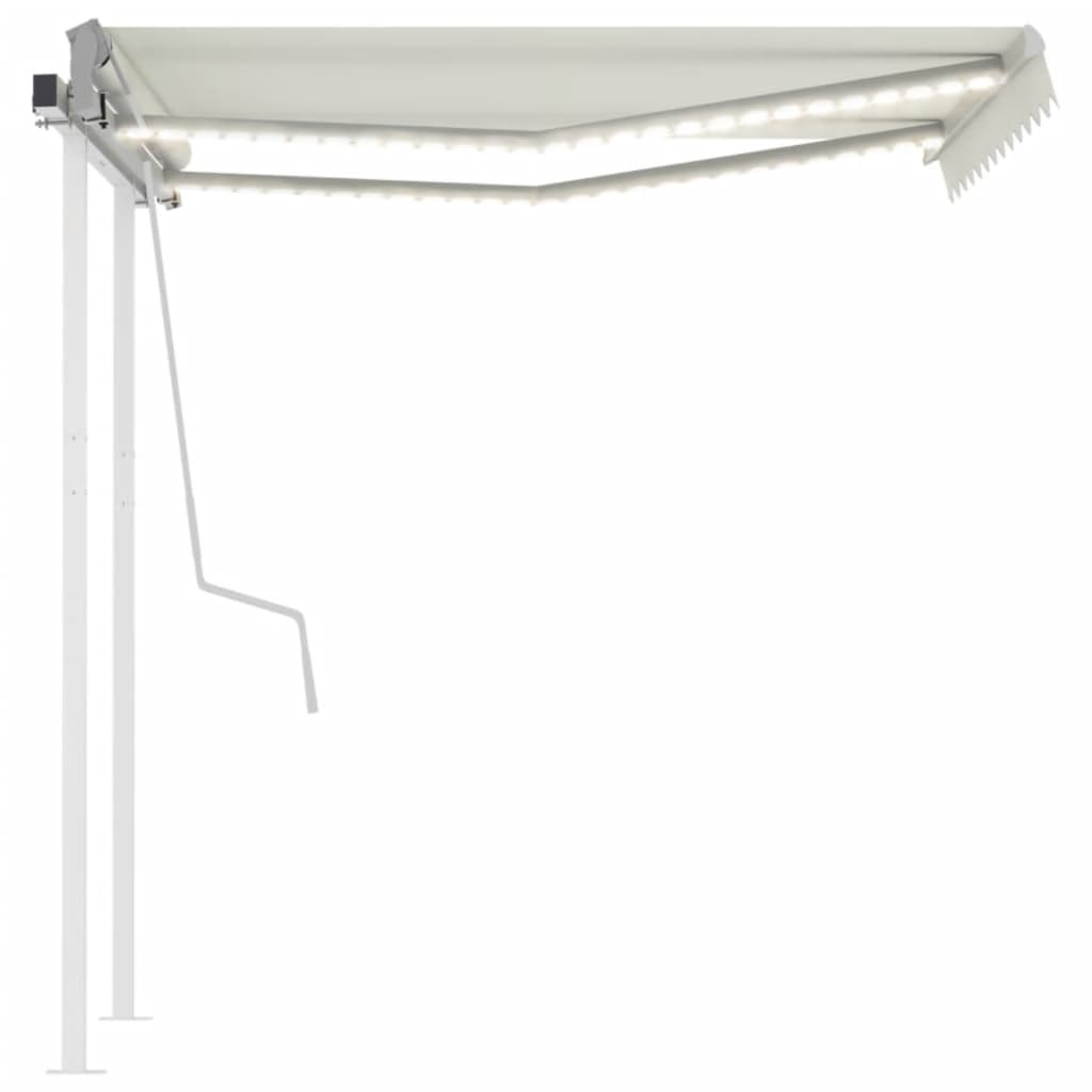Vidaxl luifel manuell ausziehbar mit LED 3,5x2,5 M cremefarben -gepflegt