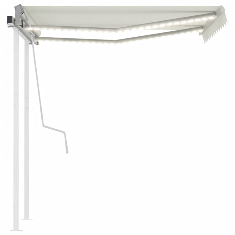 Vidaxl luifel manuell ausziehbar mit LED 3,5x2,5 M cremefarben -gepflegt