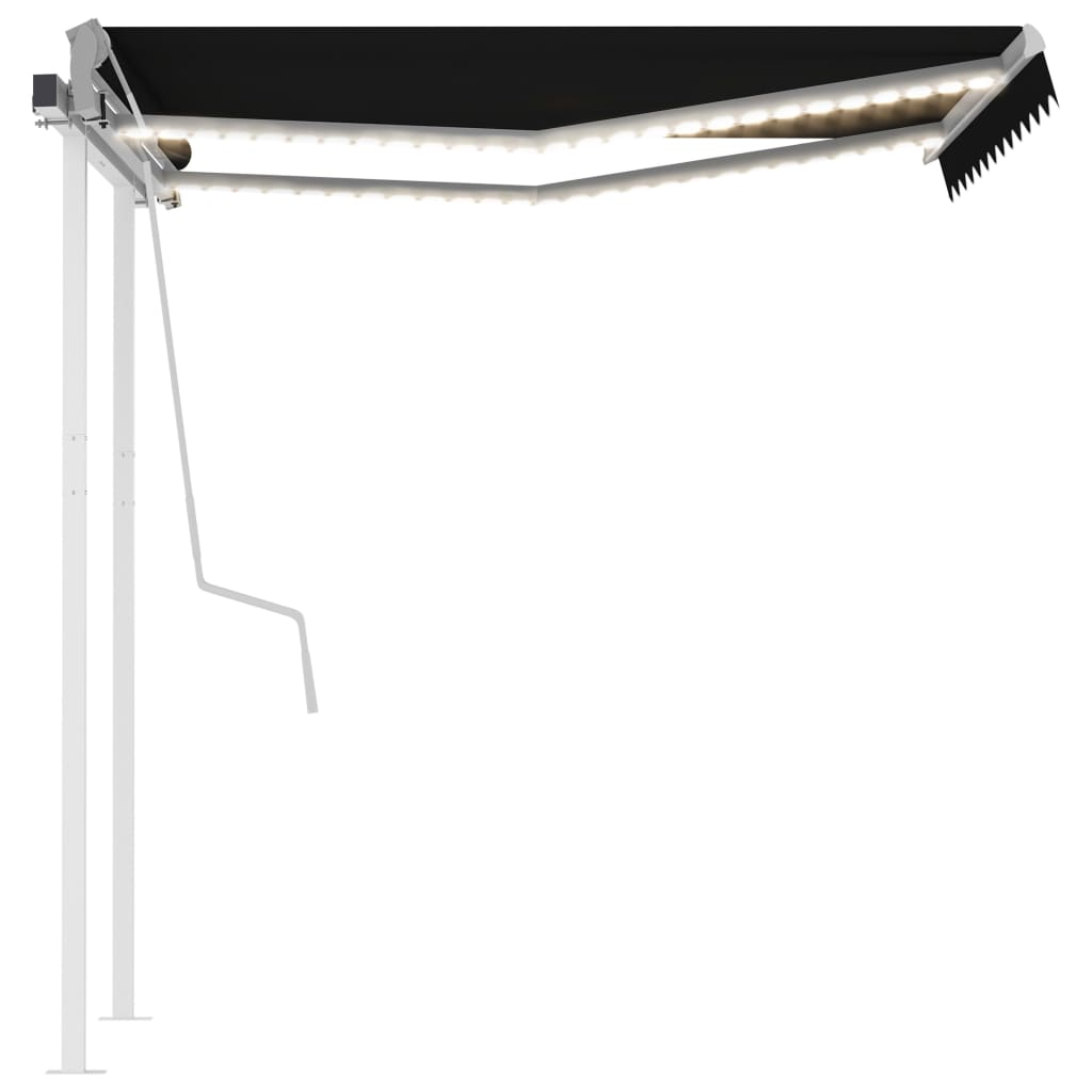 Vidaxl luifel manuell ausziehbar mit LED 3,5x2,5 M Anthrazit -Colored