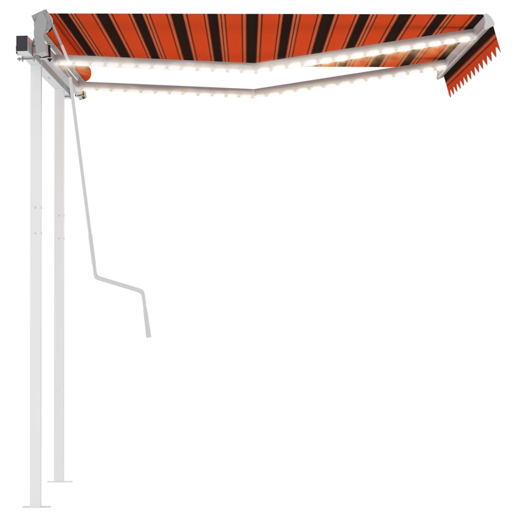 Vidaxl Luifel manuell ausziehbar mit LED 3,5x2,5 M orange und braun