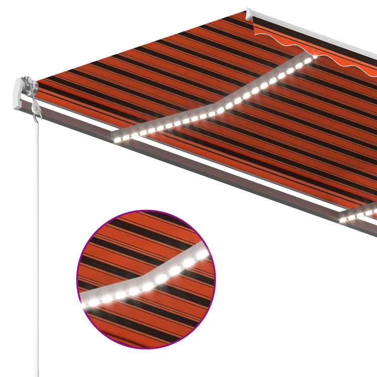 Vidaxl Luifel manuell ausziehbar mit LED 3,5x2,5 M orange und braun