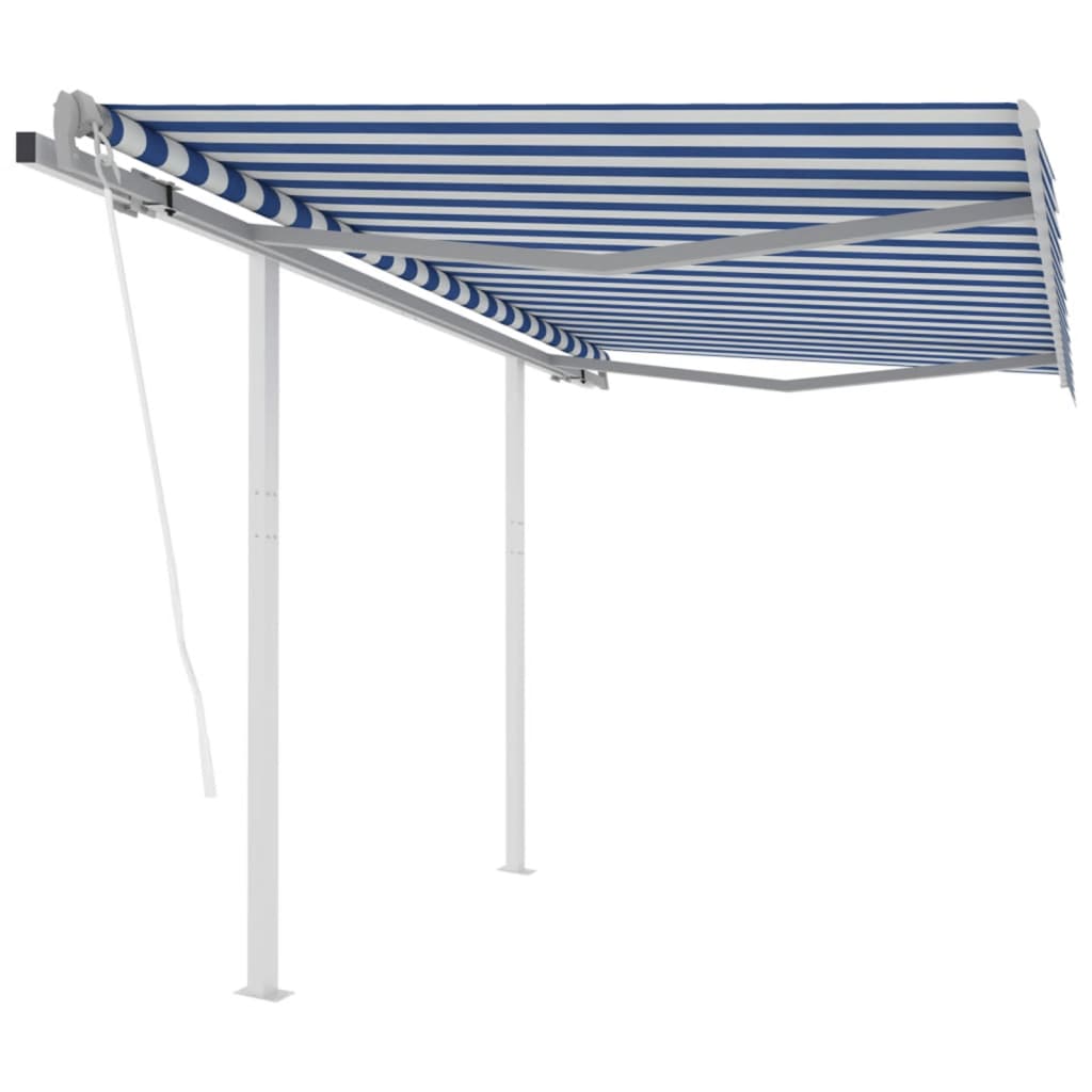 Vidaxl luifel exponierbar mit Posts 3.5x2,5 m blau und weiß