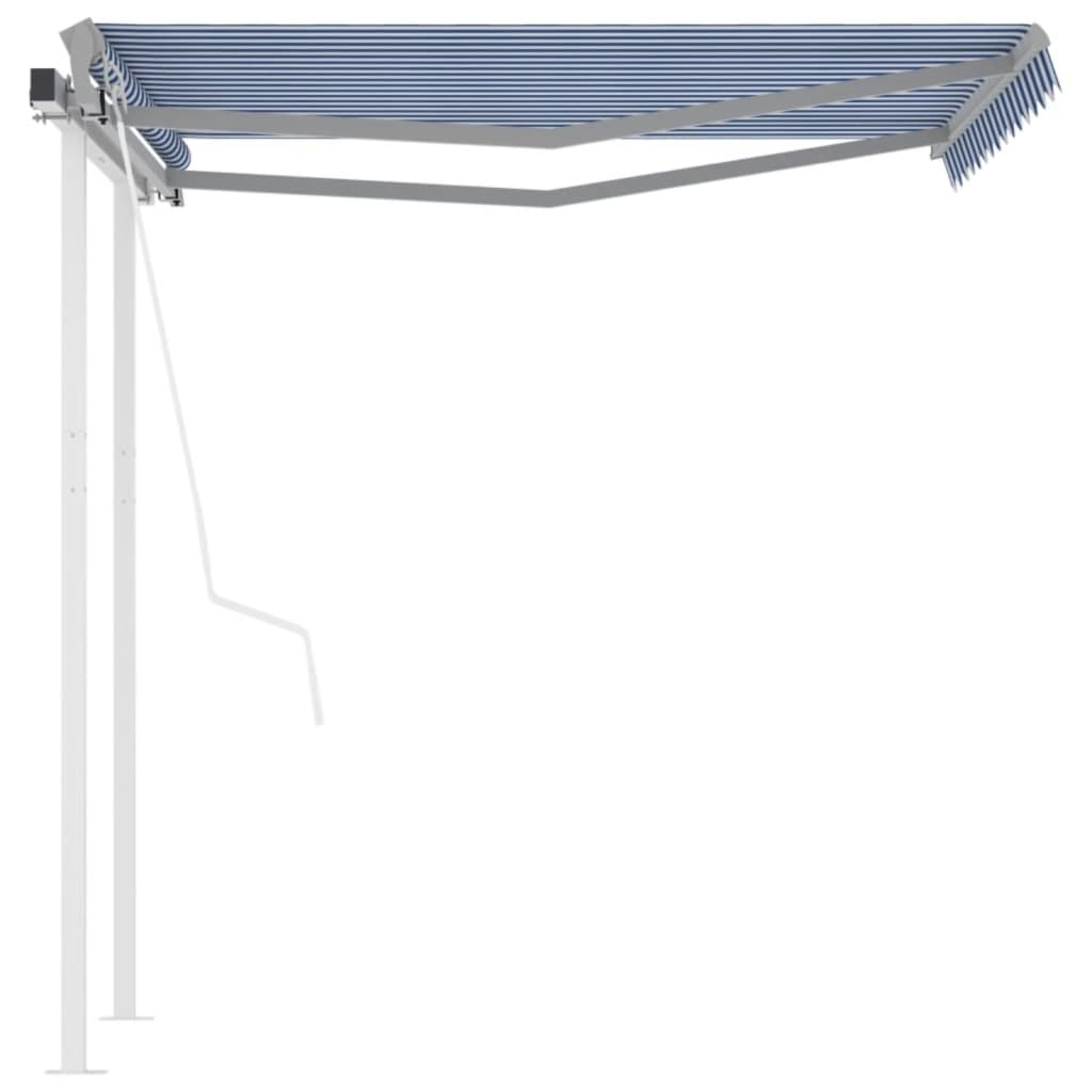 Vidaxl luifel exponierbar mit Posts 3.5x2,5 m blau und weiß