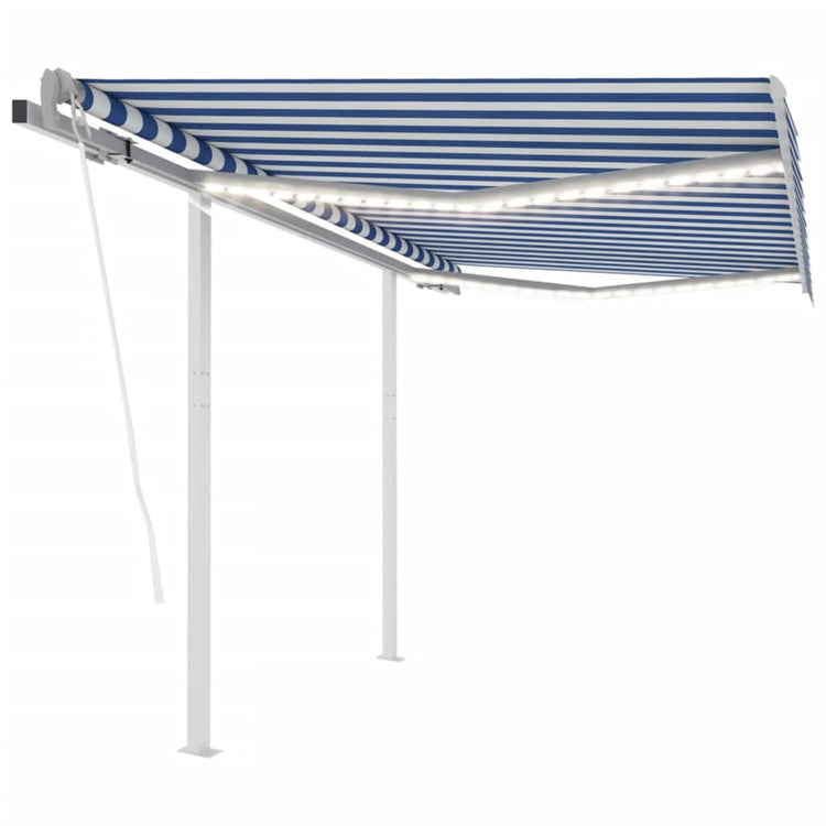 Vidaxl Luifel Automatik mit LED- und Windsensor 3.5x2,5 m blau und weiß