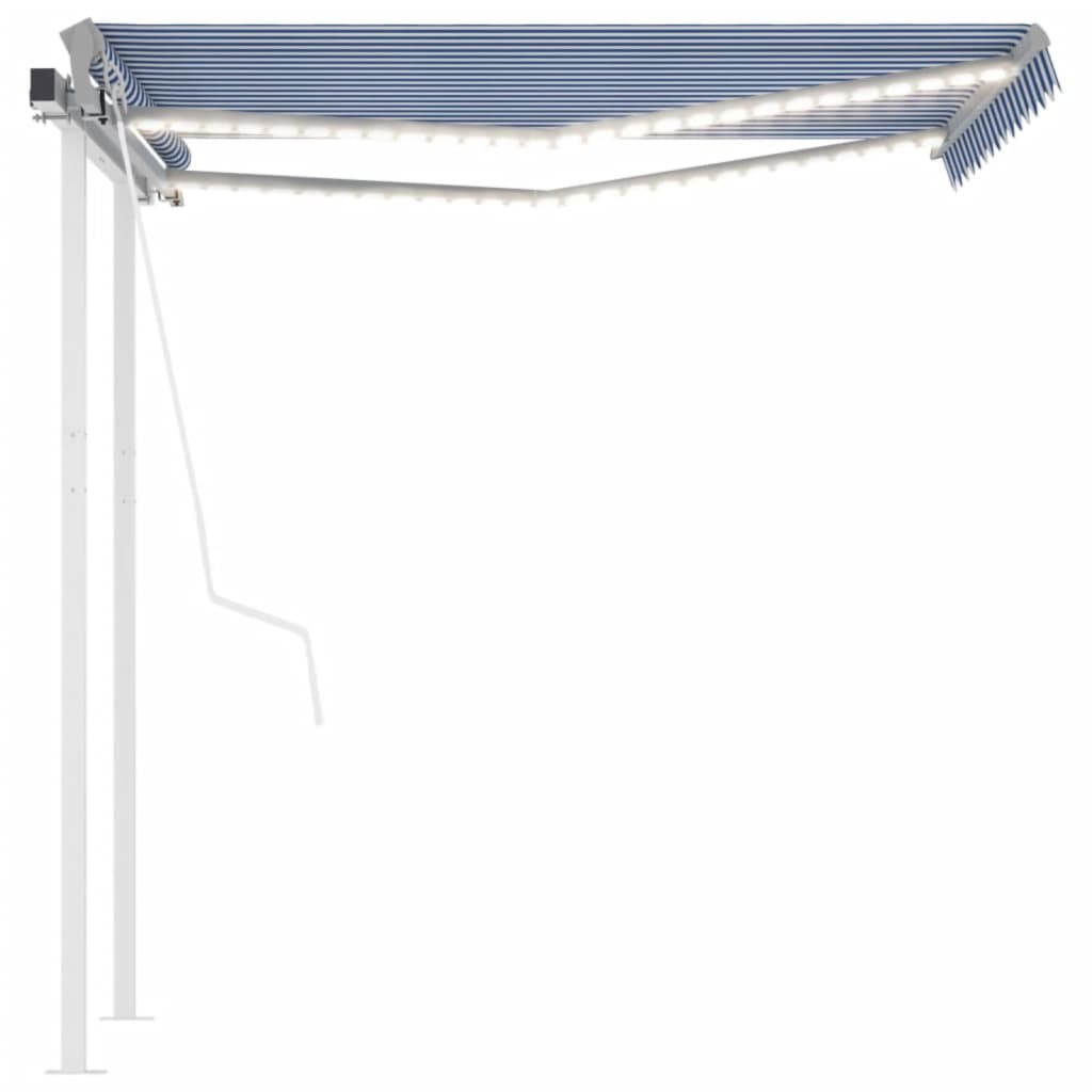 Vidaxl Luifel Automatik mit LED- und Windsensor 3.5x2,5 m blau und weiß