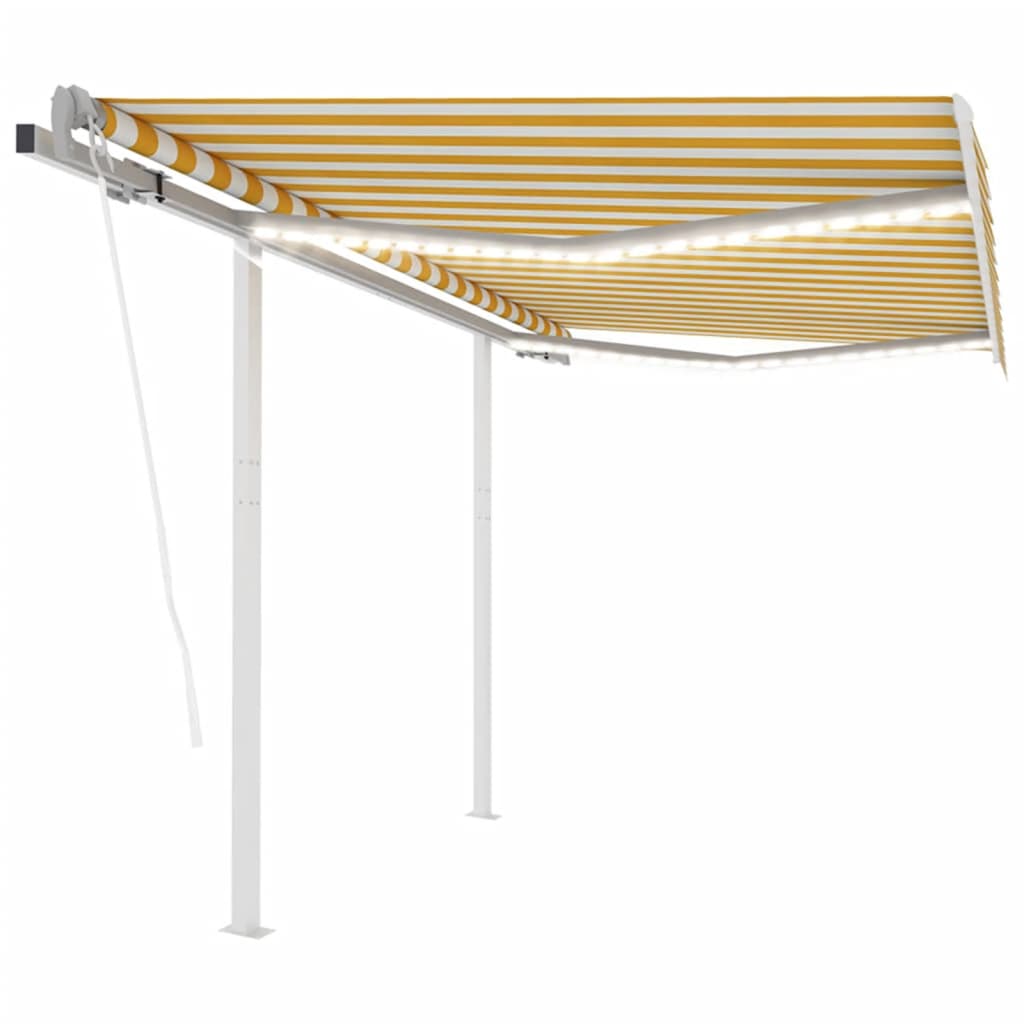 Vidaxl Luifel Automatik mit LED- und Windsensor 3,5x2,5 m gelb und weiß