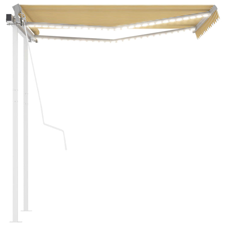 Vidaxl Luifel Automatik mit LED- und Windsensor 3,5x2,5 m gelb und weiß