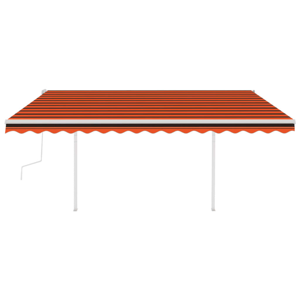 Vidaxl luifel mit den Posts 4x3 m orange und braun manuell ausziehbar